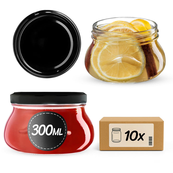 KADAX 10er Set Marmeladengläser 300ml TO82, Einmachgläser Vorratsgläser Mason Jar mit Schraubdeckel,