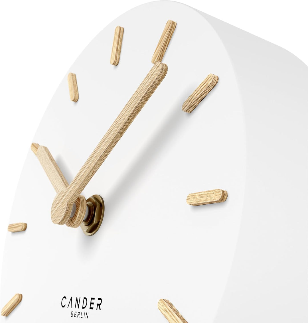 Cander Berlin MNU 2515 F Tischuhr lautlos ohne Ticken 15 cm analog batteriebetrieben weiss MDF Holz-