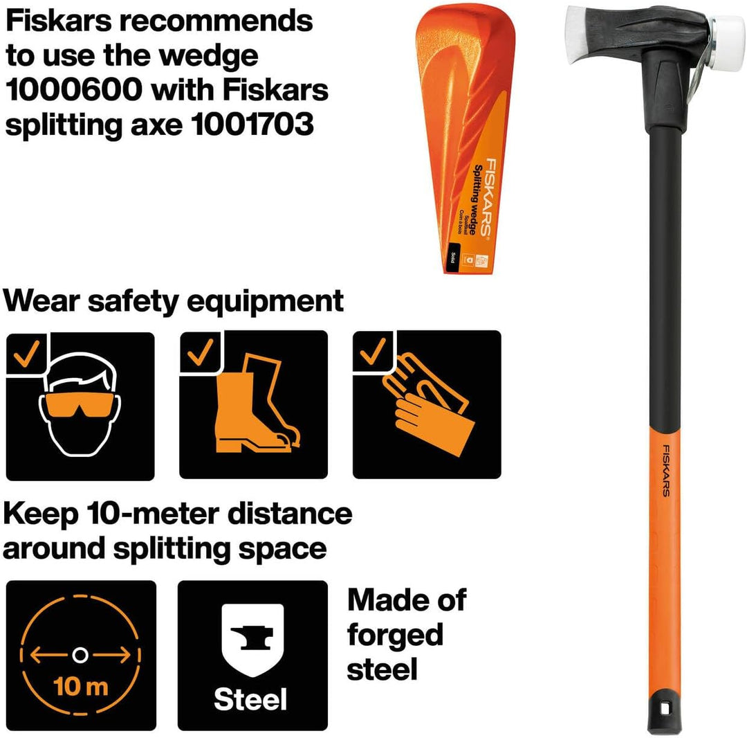 Fiskars Dreh-Spaltkeil, Für Kunststoffhammer, Gehärteter Stahl (geschmiedet), Orange, 1000600 Dreh-S