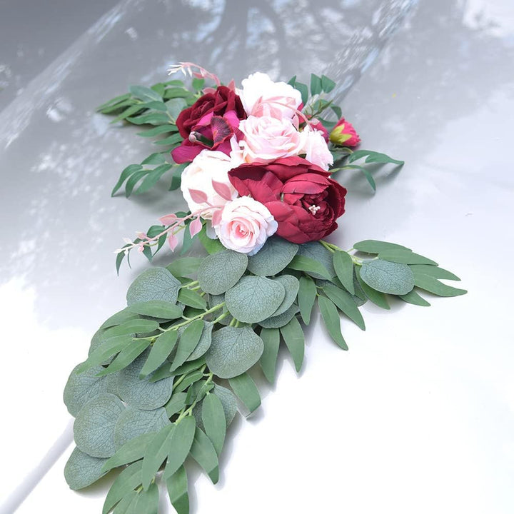 Autoschmuck Dekoration für Hochzeit,Braut Paar Rose Pfingstrose Vine Girlande Künstliche Blumen Pfla