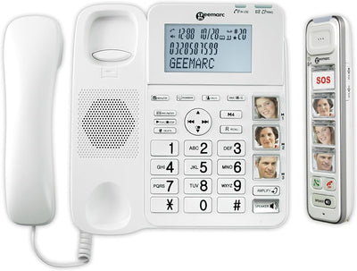 Geemarc AmpliDECT COMBI PHOTO 295 Combo Seniorentelefon schnurgebunden (+Anrufbeantworter+ ) und Zus