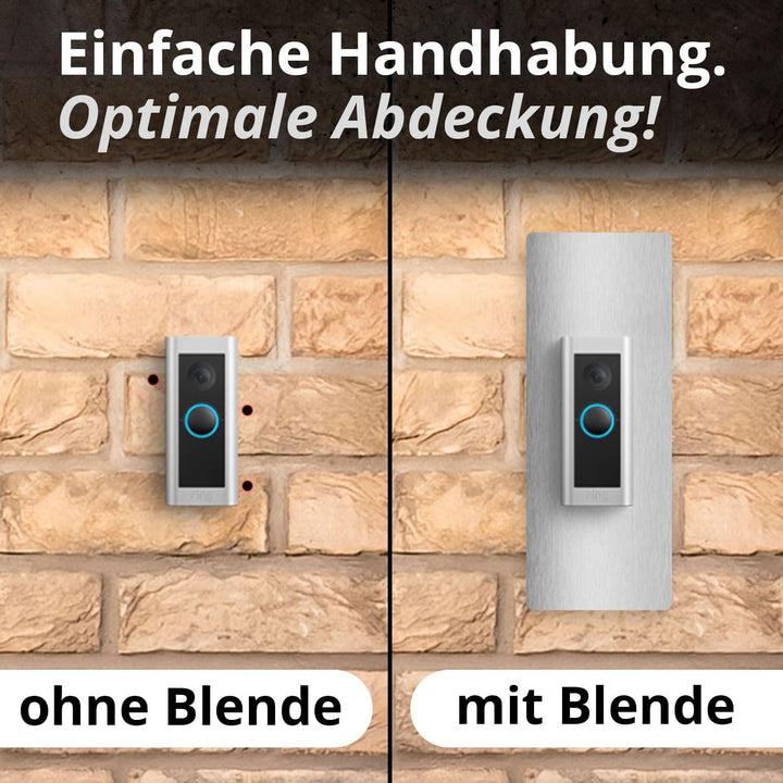 iSecur Blende passend für Ring Akku-Videotürklingel aus Edelstahl I Doorbell Pro 2 I Klingelschild I