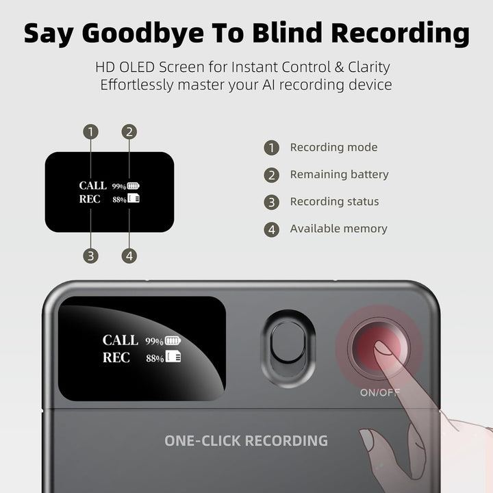 KI Diktiergerät Aufnahmegerä mit schreibfunktion und Zusammenfassen App Steuerung Voice Recorder Spr