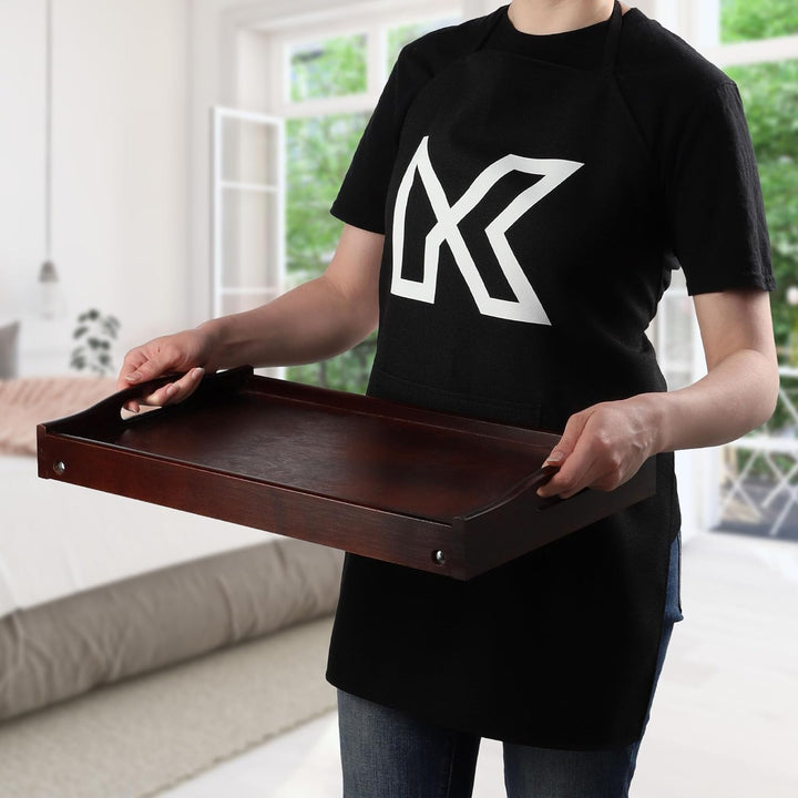 KADAX Betttisch, Frühstückstablett aus Kiefernholz, 19x30x50cm Serviertablett, klappbares Bett-Table