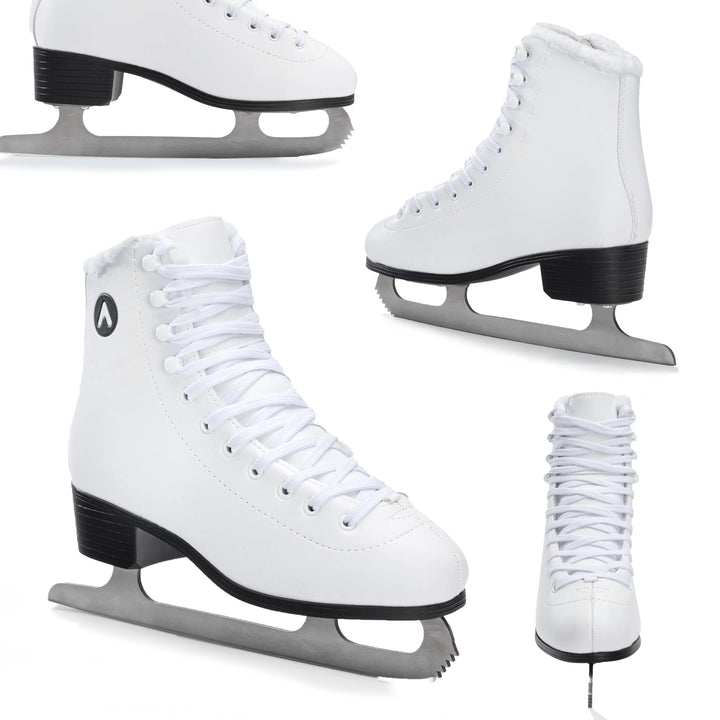ATTABO Eislaufschuhe Damen Schlittschuhe Weiss 36-41, Schnürung, klassisches Design, Wärme und Komfo