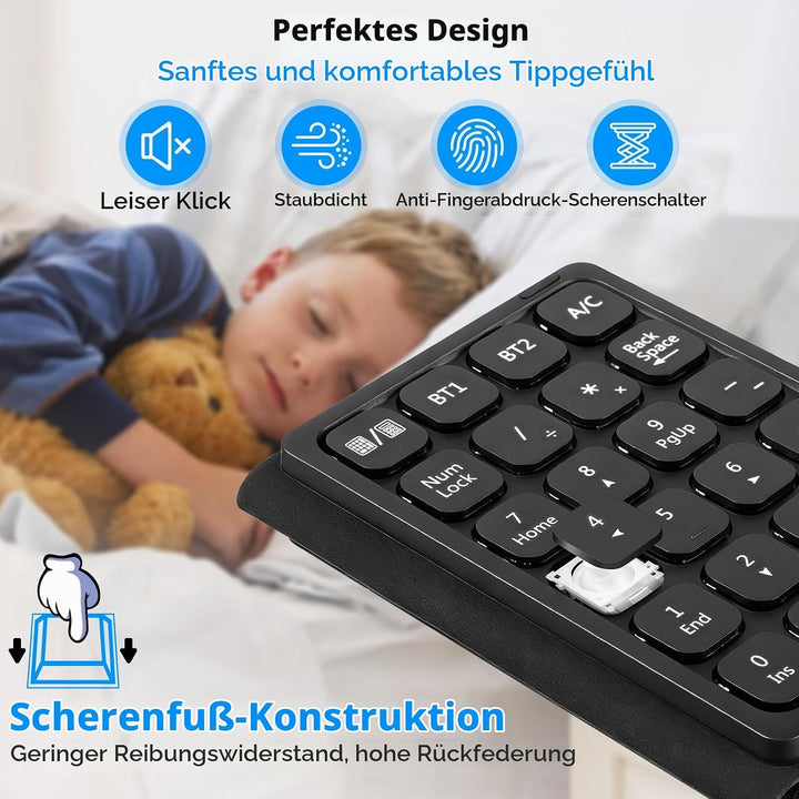 Bluetooth Numpad, Luckits Tragbar Ziffernblock kabellos mit Display &amp; Touchpad-Rechner 23 Tasten Fal