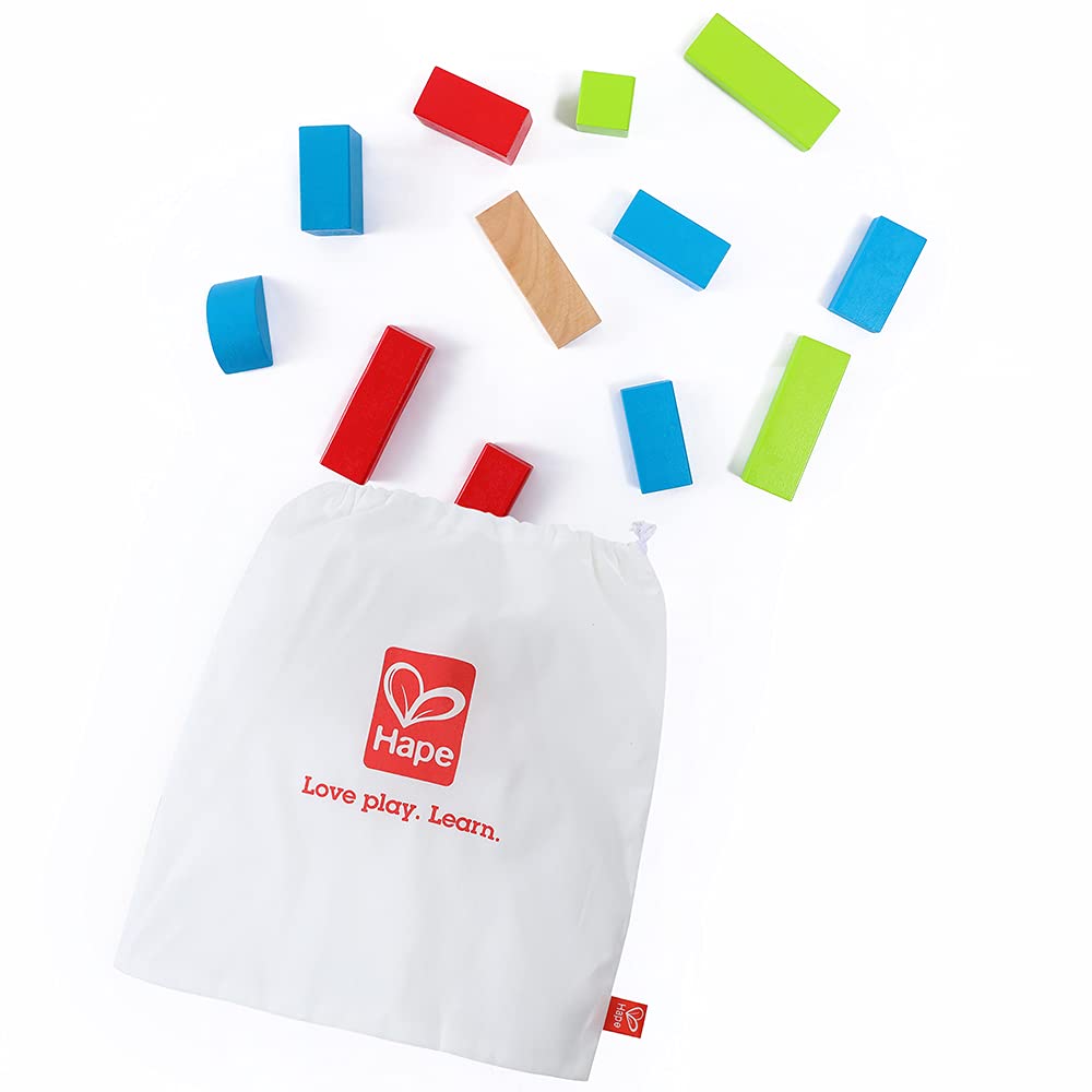 Hape Bunte Holzbausteine für Kinder Holzbausteine-Set zum Stapeln Lernspielzeug für Kleinkinder, 50