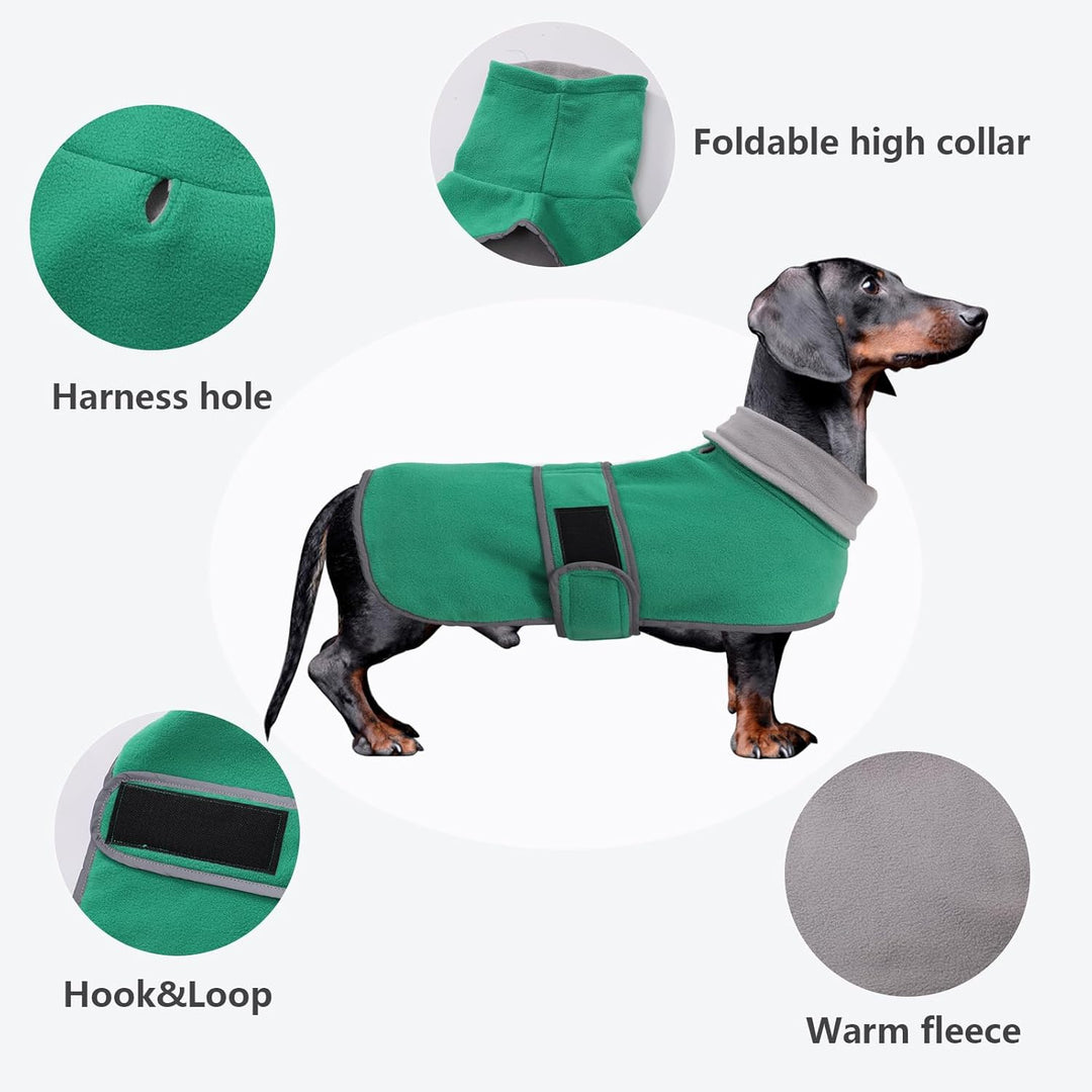 MOREZI Winterhundejacke mit wattiertem Flusenfutter, verstellbarem Klettknopf und hochklappbarem Ste