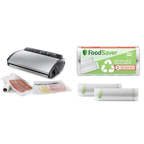 FoodSaver V2860 Vakuummaschine für trockene/nasse Lebensmittel, 100 W, Silber/Schwarz + Plastic, Rec