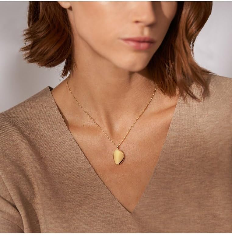 Skagen Damenkette Kariana Anhänger Pebble Edelstahl goldfarben, SKJ1750710 Hell braun, Hell braun