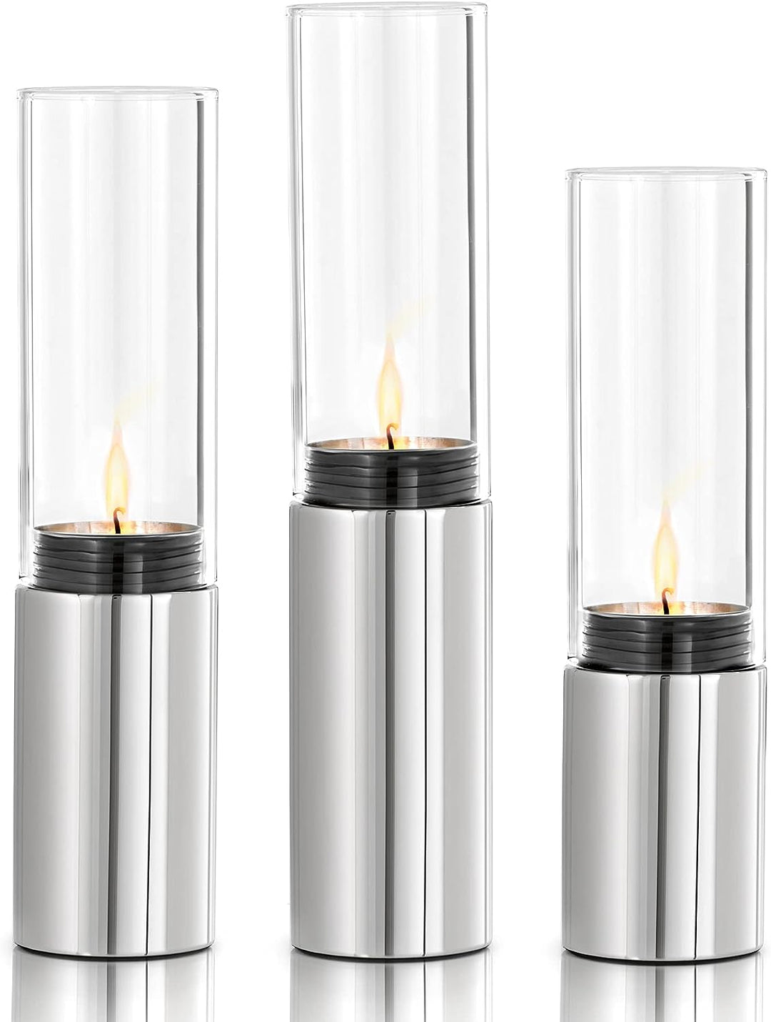 Blomus 65090 Windlichter-Set Faro, Edelstahl poliert, 3 teilig Edelstahl Poliert/ Klares Glas Single