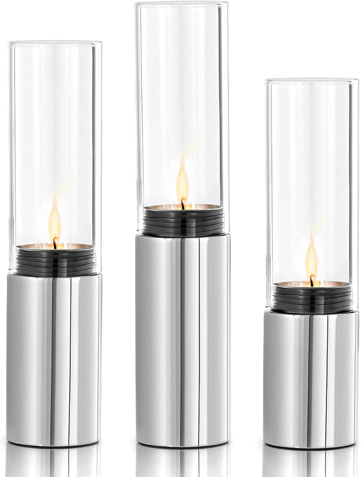 Blomus 65090 Windlichter-Set Faro, Edelstahl poliert, 3 teilig Edelstahl Poliert/ Klares Glas Single