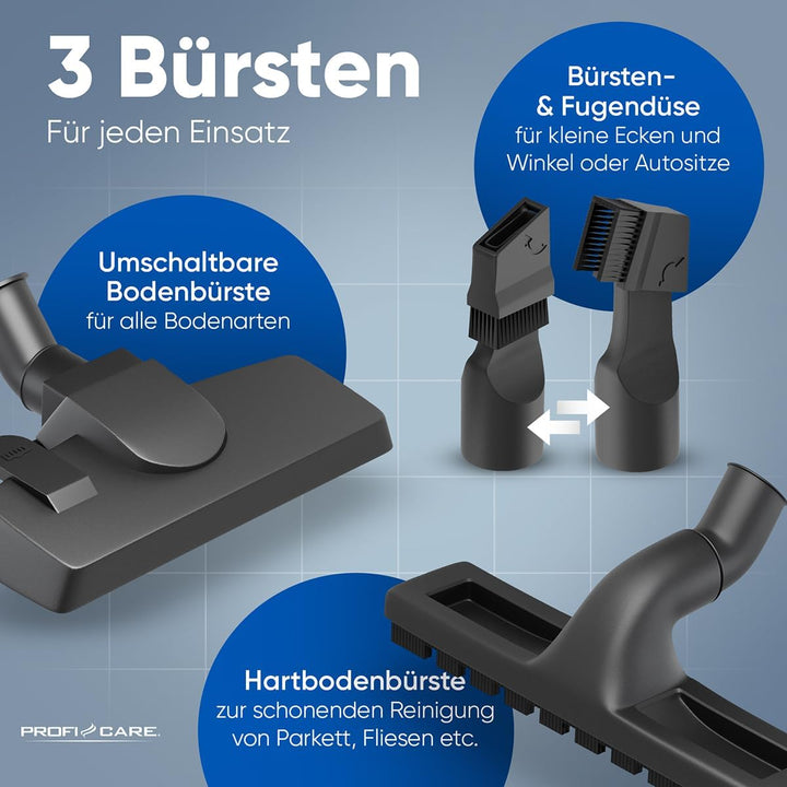 Proficare, 2in1 Staubsauger PC-BS3133-Blue, Handstaubsauger und kabelgebundener Besen, 600 W, HEPA-F
