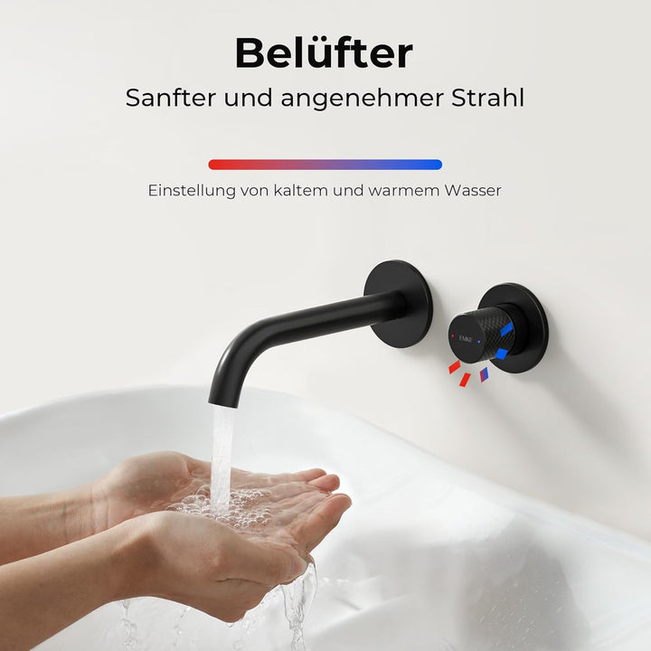 EMKE Waschtischarmatur Unterputz für Wandmontage, Wasserhahn Bad Unterputz, Mischbatterie Waschbecke