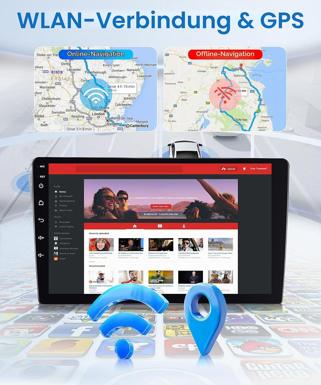 4+64G Android Autoradio für Audi A4 S4 RS4 B6 B7 8E 2000-2009 9 Zoll Wireless Carplay Autoradio mit