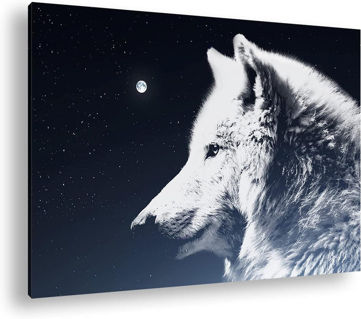 deyoli einsamer stolzer Wolf Format: 100x70 als Leinwandbild, Motiv fertig gerahmt auf Echtholzrahme