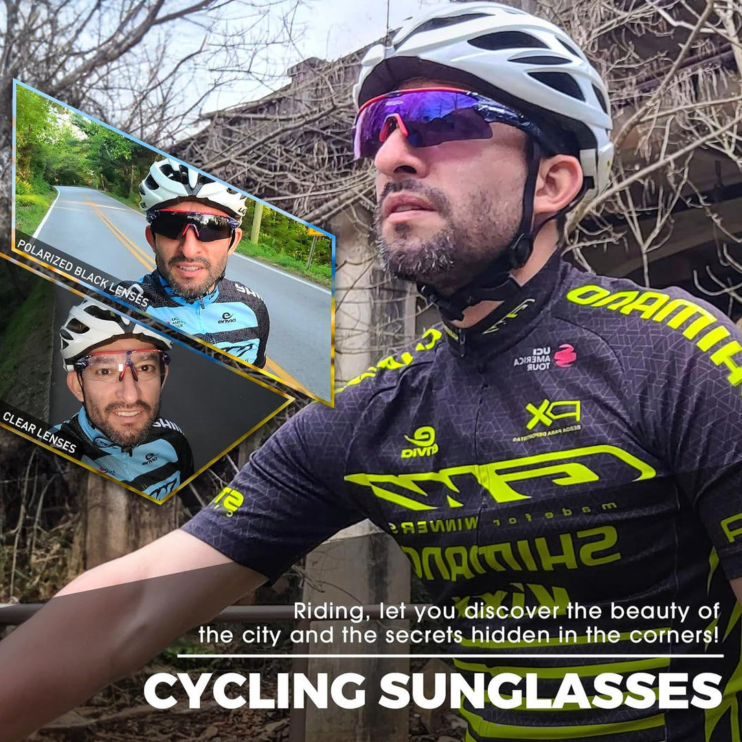 SCVCN Radfahrerbrille Polarisierte Sport Sonnenbrille mit 3 Austauschbaren Gläsern Männer Frauen 25,
