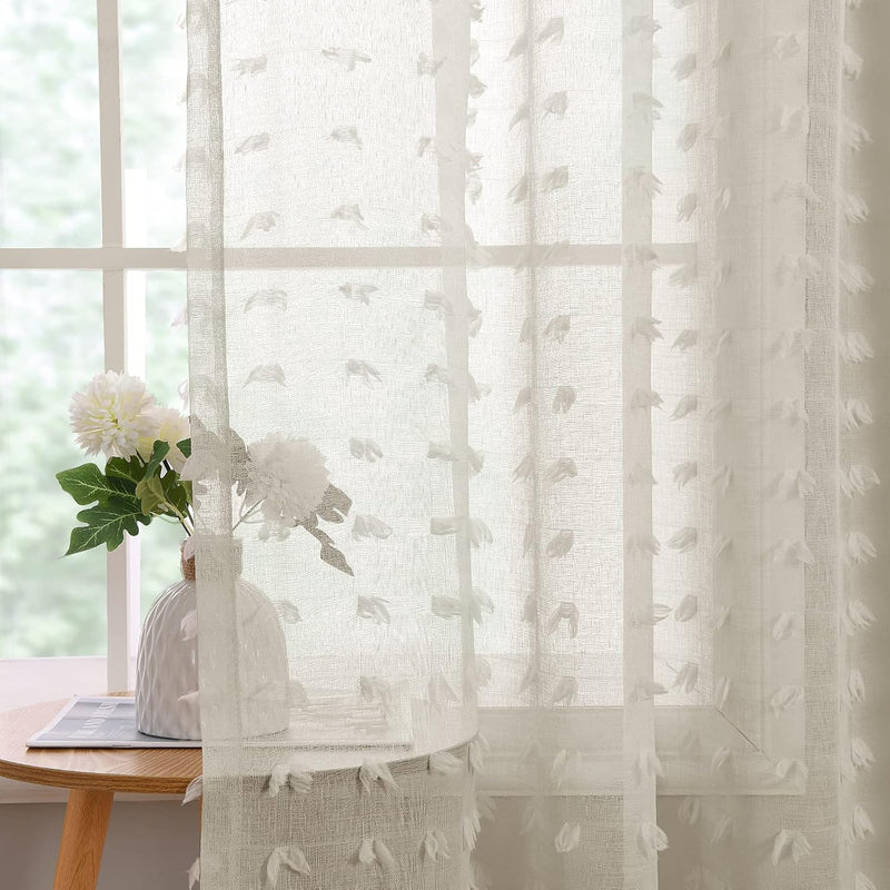 Joywell Natürlich Gardinen Wohnzimmer Vorhänge Transparente Voile Sheer Vorhänge Mädchenzimmer Leine