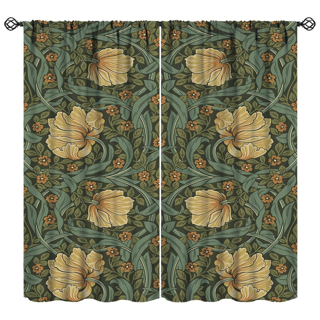 JESTRONRY Vorhänge im Vintage-Stil, Blumenmuster, für Wohnzimmer, Fensterbehandlungen, Schlafzimmer,