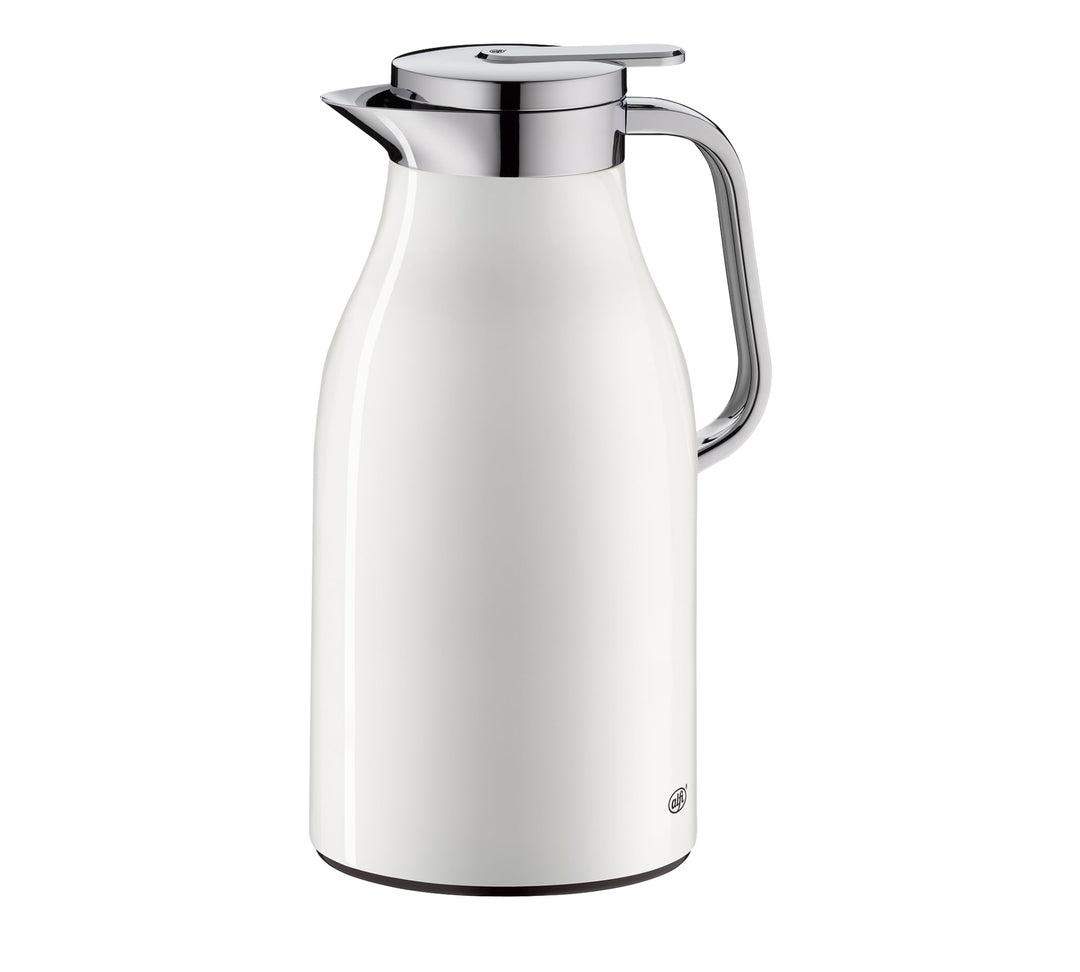 alfi SKYLINE 1,5l, coconut white mat, Edelstahl-Isolierkanne mit hygienischem Hartglaseinsatz, Drehv