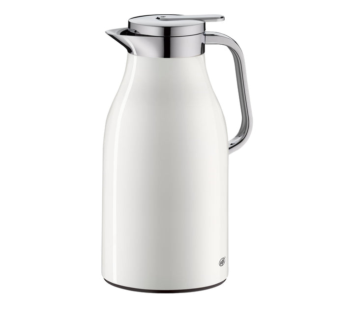 alfi SKYLINE 1,5l, coconut white mat, Edelstahl-Isolierkanne mit hygienischem Hartglaseinsatz, Drehv