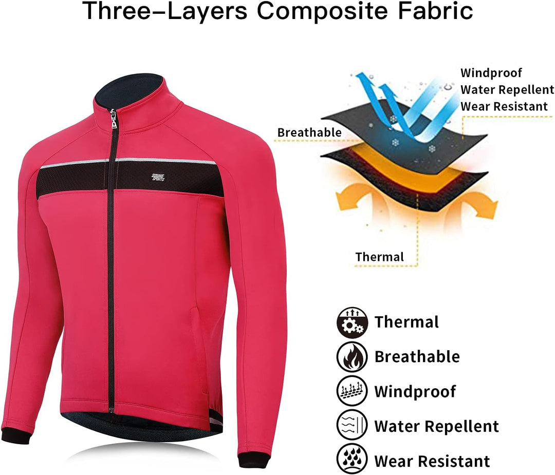 Souke Sports Fahrradjacke Herren Winter Thermo Radjacke Winddichte & wasserdichte mit Reflektierende