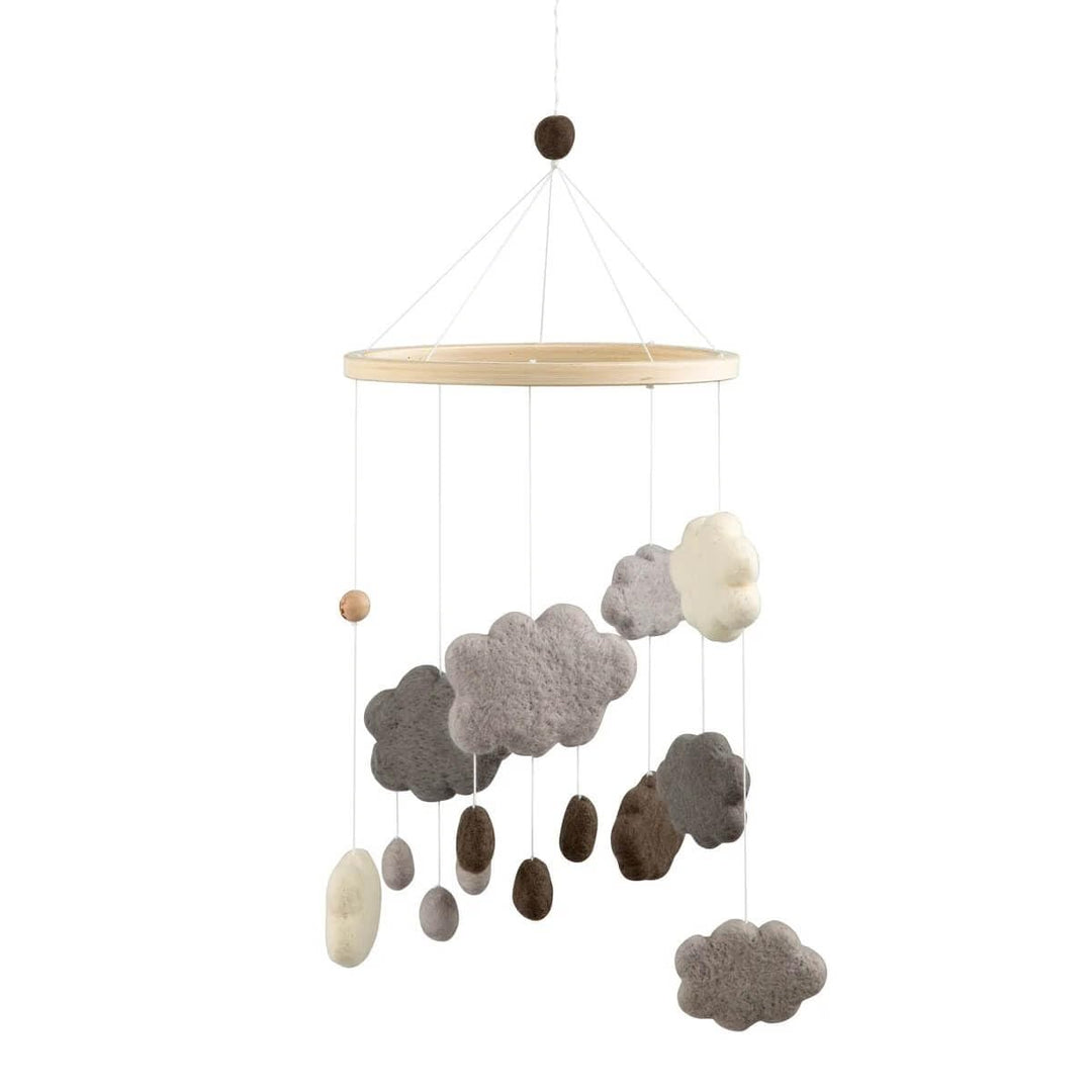Sebra - Mobile - Windspiel - Wolken - Baumwolle - Ø 22 cm - Höhe 57 cm warm grey, warm grey