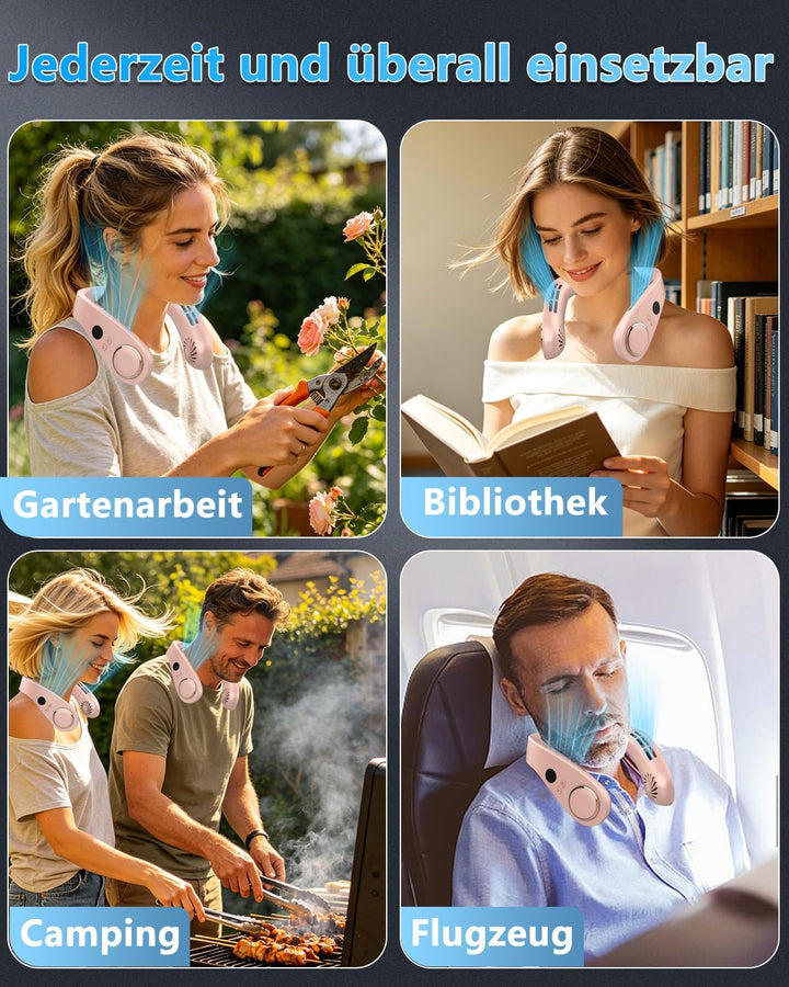 Kouric Nackenventilator mit Kühlung, Halsventilatoren Extra Leise (35dB) 24 Std. USB-C 5500mAh, 5 St