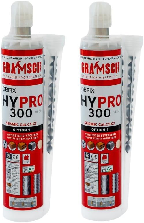 HYPRO 300 Injektionsmörtel Verbundmörtel inkl. 2x Statikmischer für Schwerlastbefestigung, Montagemö
