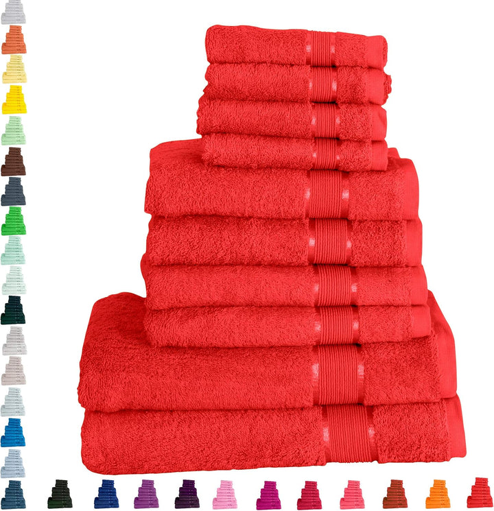 Mixibaby Handtuch 10er Set 2X Duschtuch 4X Handtuch 4X Gästetuch 100% Baumwolle Frottee, Farbe:Hellg