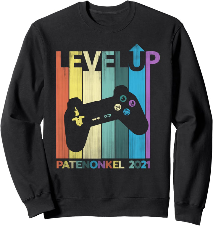 Ich werde Patenonkel 2021 Level Up Gamer Retro Vintage Stil Sweatshirt