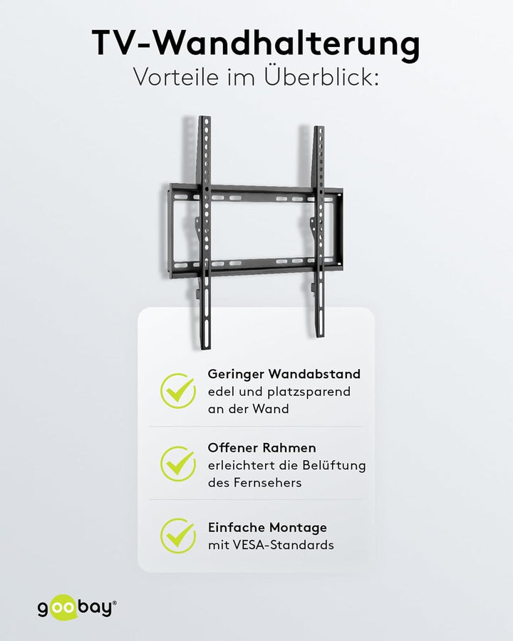 Goobay 49730 Wandhalterung 55 Zoll extra Flache Halterung für grosse Fernseher von 32 bis 55“ bis 35