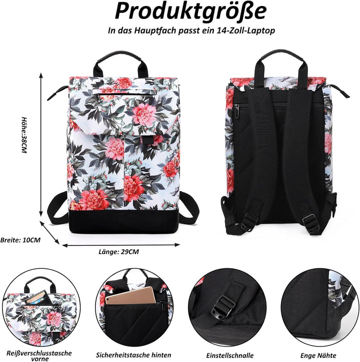 TANTOMI Rucksack Damen Tagesrucksäcke mit Laptopfach & Anti Diebstahl Tasche Reiserucksack Damen Lap