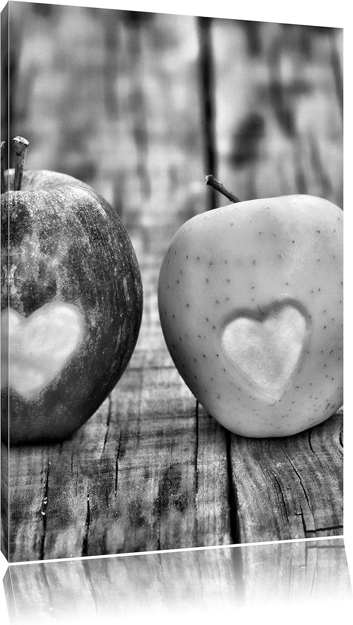Pixxprint Ampel Herzäpfel in / 100x70cm Leinwandbild bespannt auf Holzrahmen/Wandbild Kunstdruck Dek