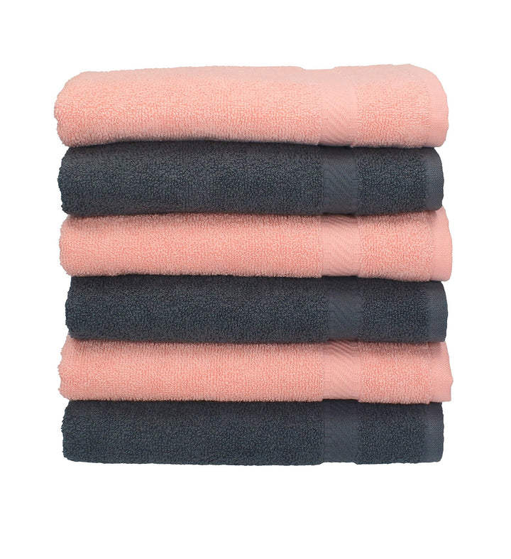 Betz 6 Stück Handtücher Palermo 100% Baumwolle Grösse 50 x 100 cm Handtuch Set Farbe anthrazit und a