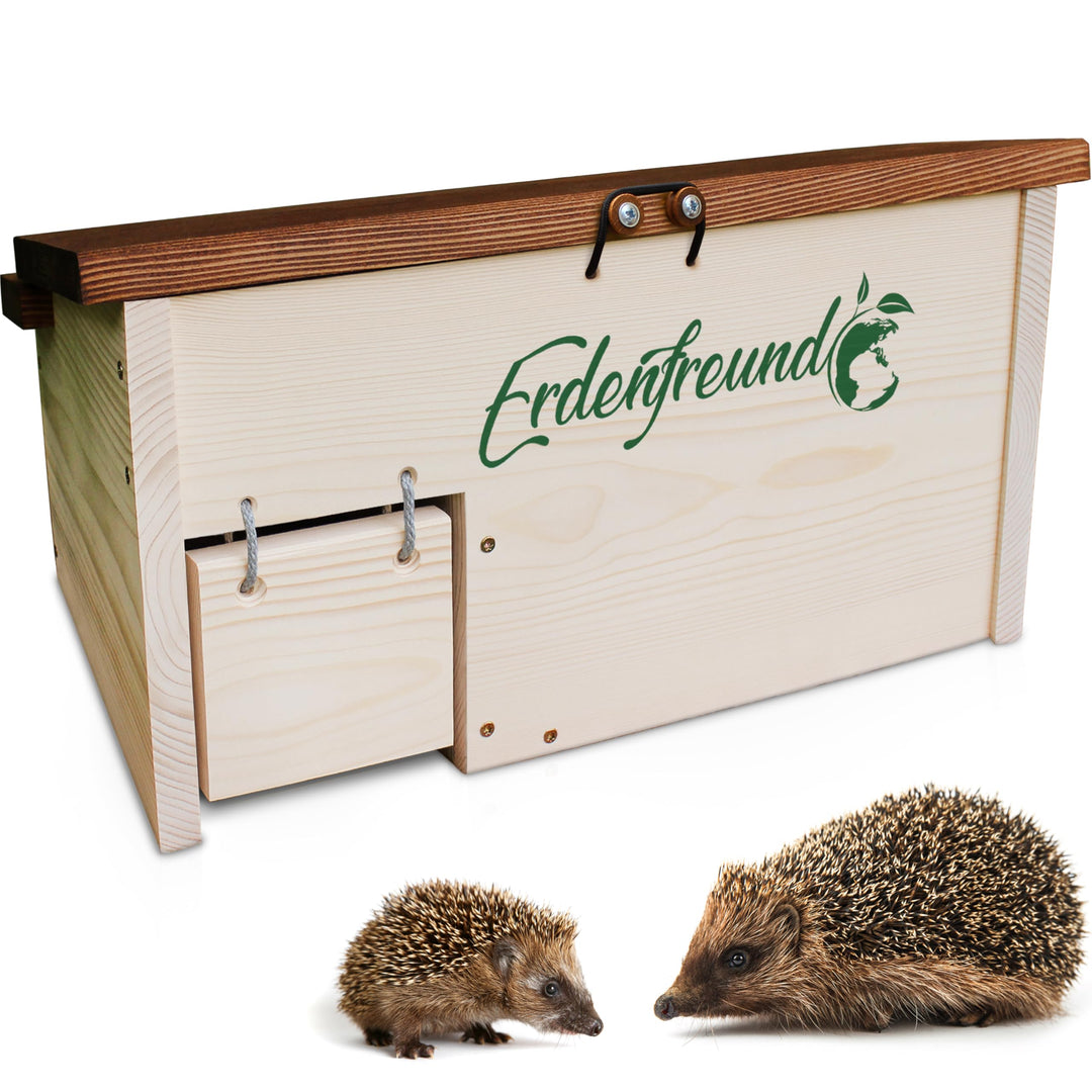 Erdenfreund® Igelhaus mit Rattenklappe, Sicherheitsverschluss & Labyrintheingang gegen Fressfeinde I
