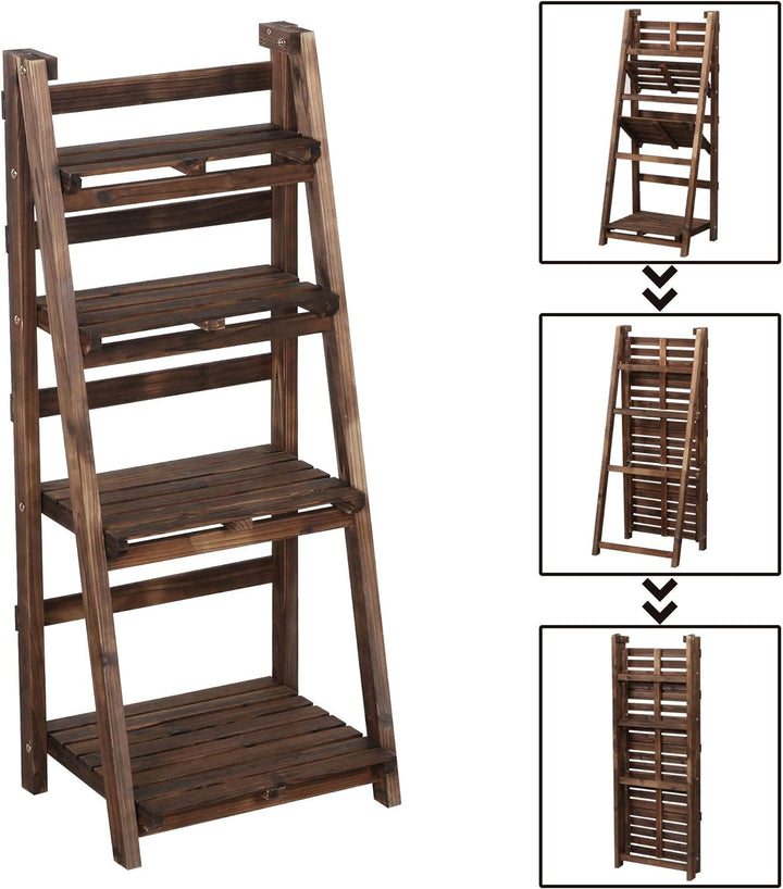 Yaheetech Leiterregal für Blumentöpfe, Pflanzenständer Balkon, Blumentreppe 4-Ebenen Blumenständer P