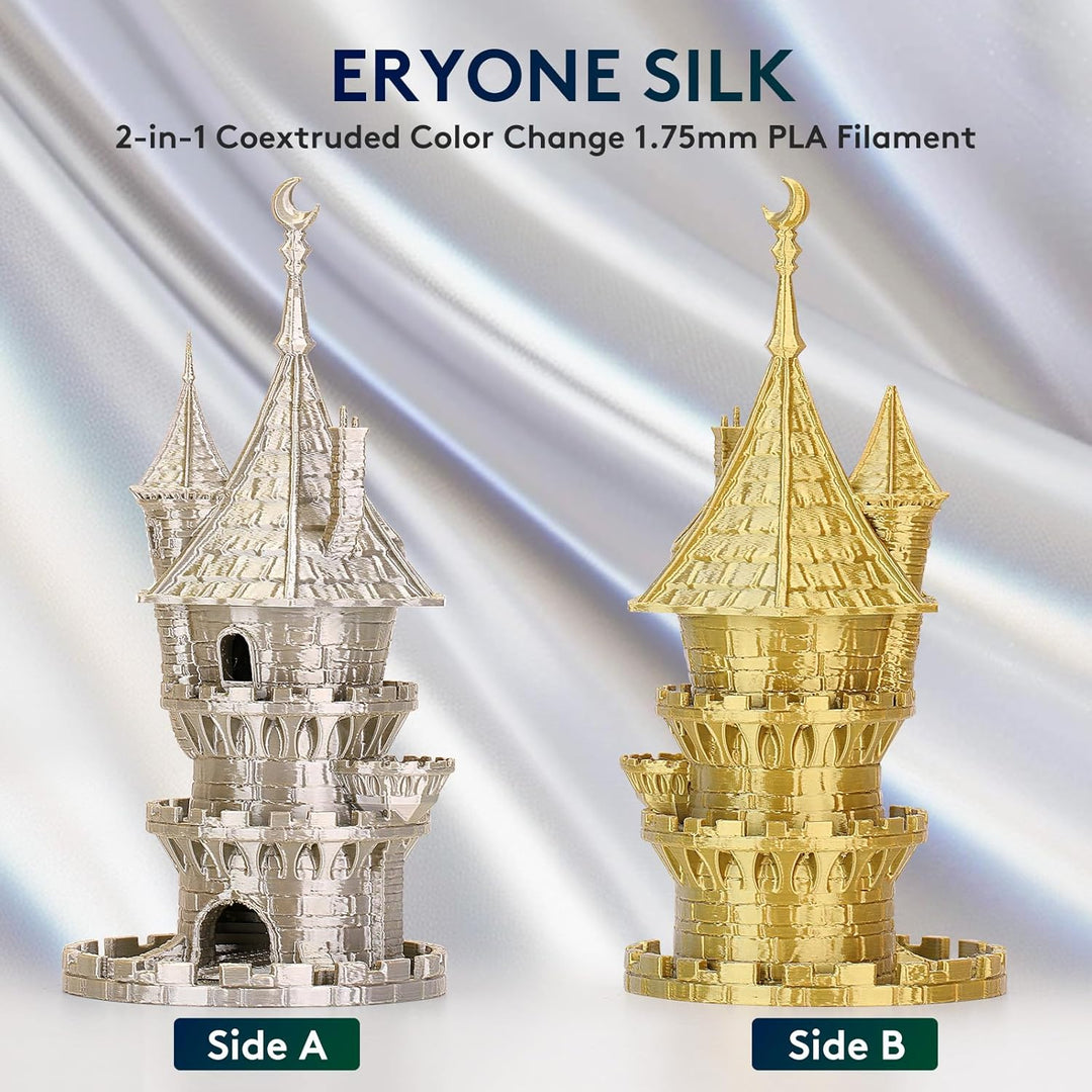 ERYONE Dual Zweifarbig PLA Filament 1.75mm, 3D Drucker Filament 1kg Spule +/- 0,02 mm, Seide Gold &