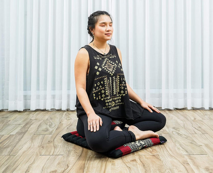 Leewadee Meditationsset Yogaset aus Meditationskissen Zafu und Kleiner rollbarer Sitzmatte Zabuton Ö