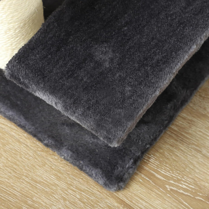 PawHut Tiertreppe Katzentreppe Hundetreppe 4 Stufen Treppe für Katze und Hunde Plüsch Grau 60 x 42 x