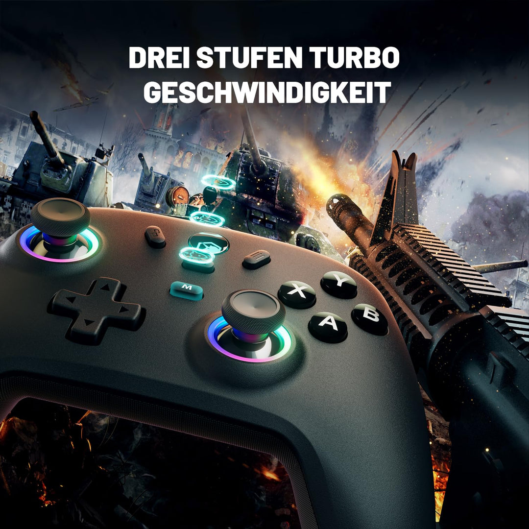 ECHTPower PC Wireless Controller, 1000Hz Gaming-Controller mit RGB/Hall-Joystick/Turbo/Vibration/800
