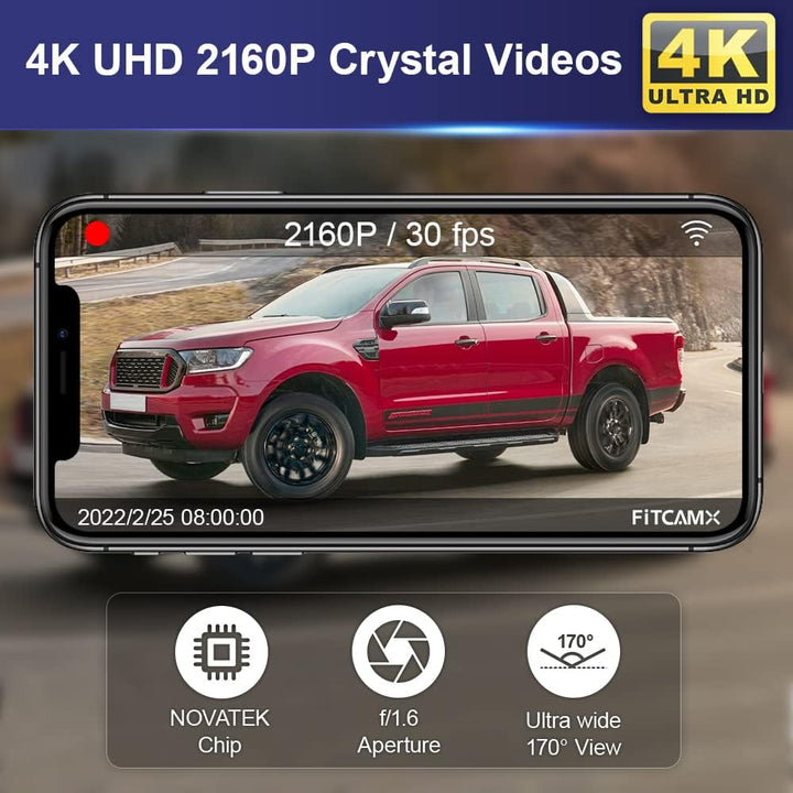Fitcamx Dashcam 4K kompatibel mit Ford Ranger 2019 2020 2021 2022 und Puma 2020-2023, integrierter O