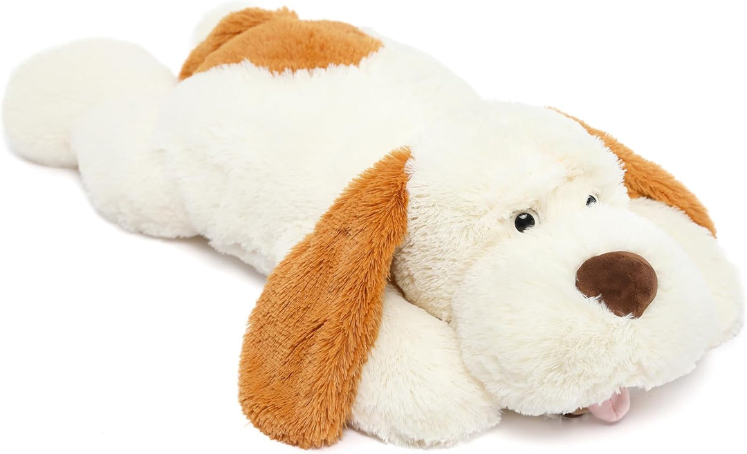 MorisMos 80cm lang Hund Kuscheltier gross XXL, weich Weiss Hund Plüschtier Stofftier, riesen Gefüllt