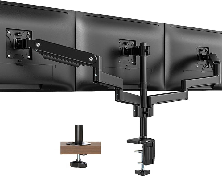 PUTORSEN Monitor Halterung 3 Monitore, Ergonomische Gasfeder Monitorhalterung für 17-27 Zoll LCD Bil