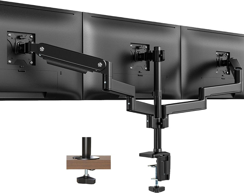 PUTORSEN Monitor Halterung 3 Monitore, Ergonomische Gasfeder Monitorhalterung für 17-27 Zoll LCD Bil