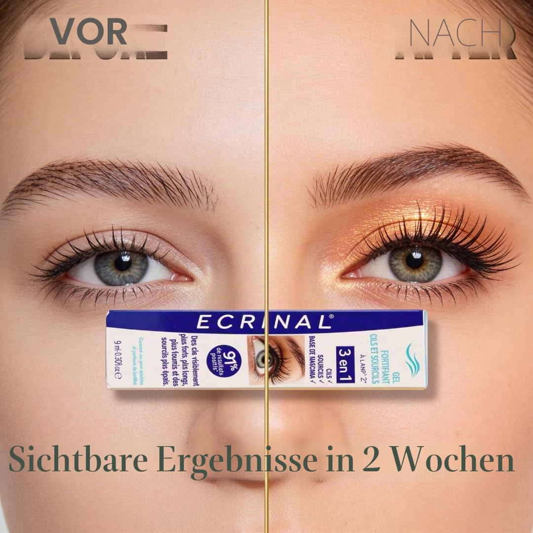 ECRINAL Strengthening Lash Gel mit ANP2+ für Wimpern- & Augenbrauenwachstum, reich an Omega 3, parab