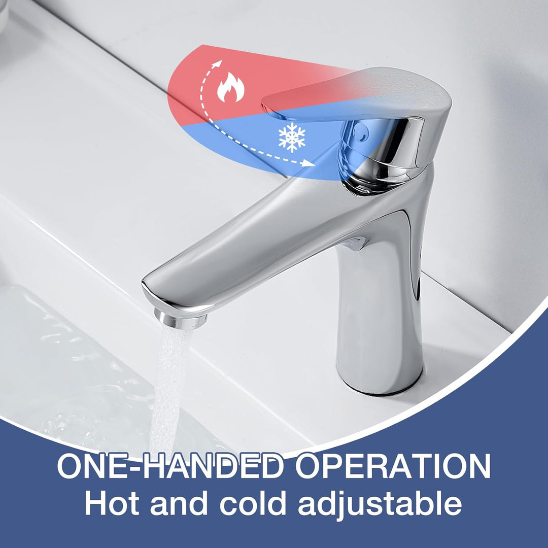 Wasserhahn Bad Chrom, Waschtischarmatur Bad Armatur Mischbatterie Waschbeckenarmatur Einhebelmischer