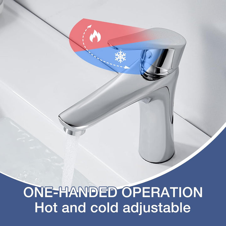 Wasserhahn Bad Chrom, Waschtischarmatur Bad Armatur Mischbatterie Waschbeckenarmatur Einhebelmischer