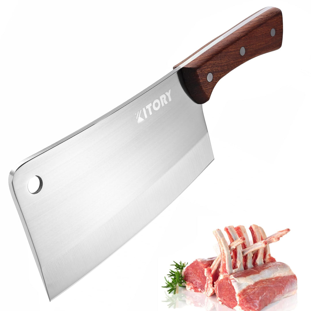 Kitory Hackmesser 18cm, Fleichmesser Extrem Scharf Chinesisches Küchenmesser, Metzgermesser mit Hoch