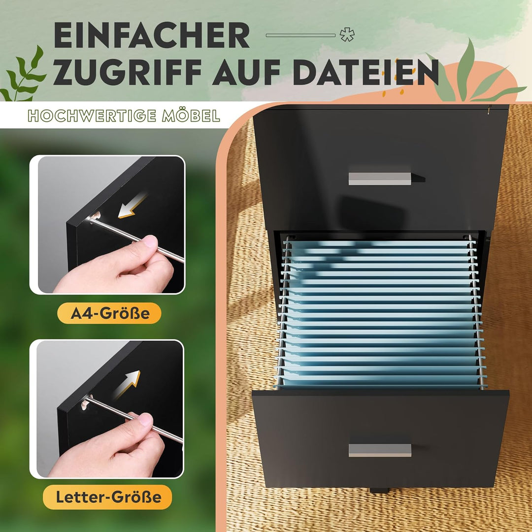 DEVAISE Rollcontainer, Aktenschrank Abschliessbar mit 3 Schubladen, Büroschrank für A4/Legal/Letter,